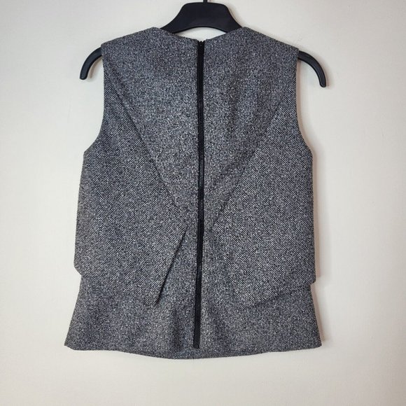 NEW Cue sleeveless top women's size 6 grey BNWT $189 tweed textured blouse zip - Picture 11 of 12